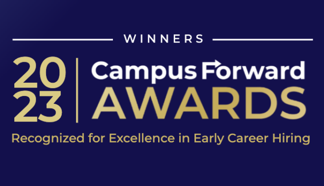 2023 Campus Forward Awards Winner - Recognized for excellence in early career hiring - badge