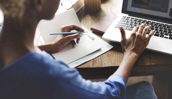 woman working on laptop