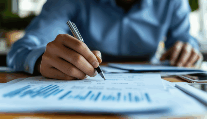picture of an adult filling out paperwork