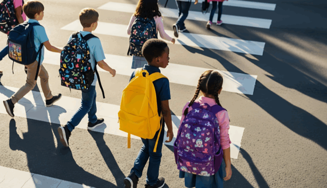 children crossing the street