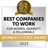 Award Badge - 2023 Women's Choice Award Best companies to work for women, diversity, and millenials