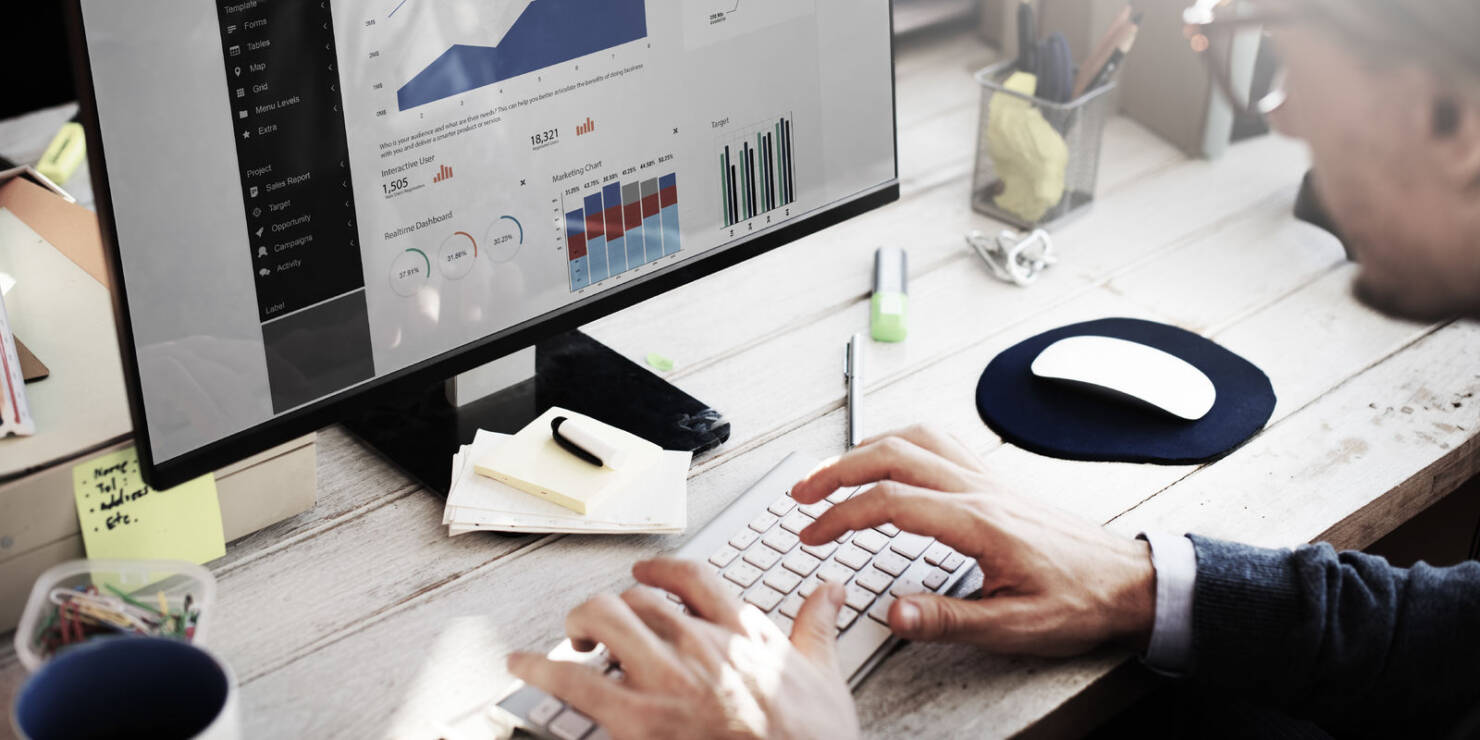 Person at laptop working on analytics